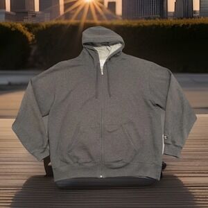 Champion ECO Authentic Full Zip Hoodie Sweatshirt Gray Mens XXL Organic Fleece